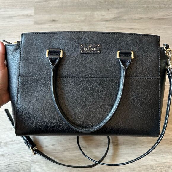 Kate Spade Grove Street Caley Black Leather Top Handle Satchel Purse - Picture 1 of 12